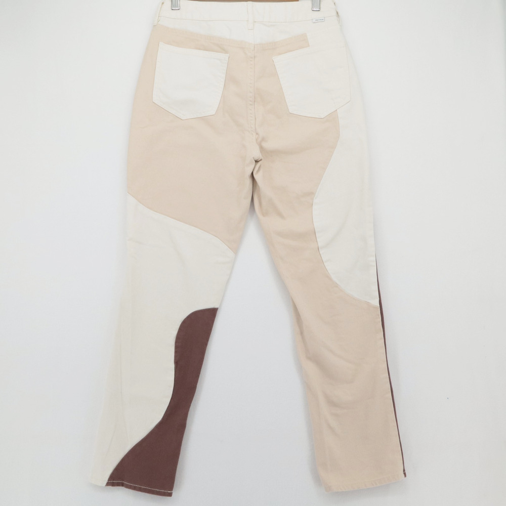 PACSUN Size 27 Mom Jeans Beige & Brown Colorblock Patchwork 100% Cotton Womens